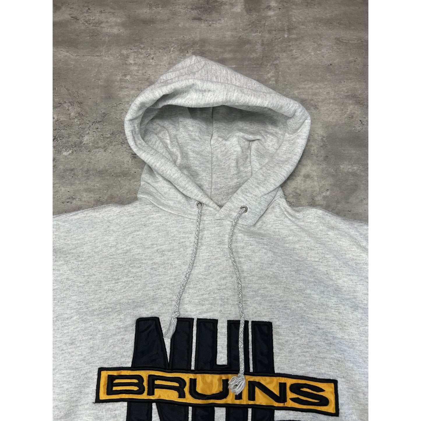 Vintage 90s Boston Bruins NHL Embroidered Logo Hooded Sweatshirt Size Medium