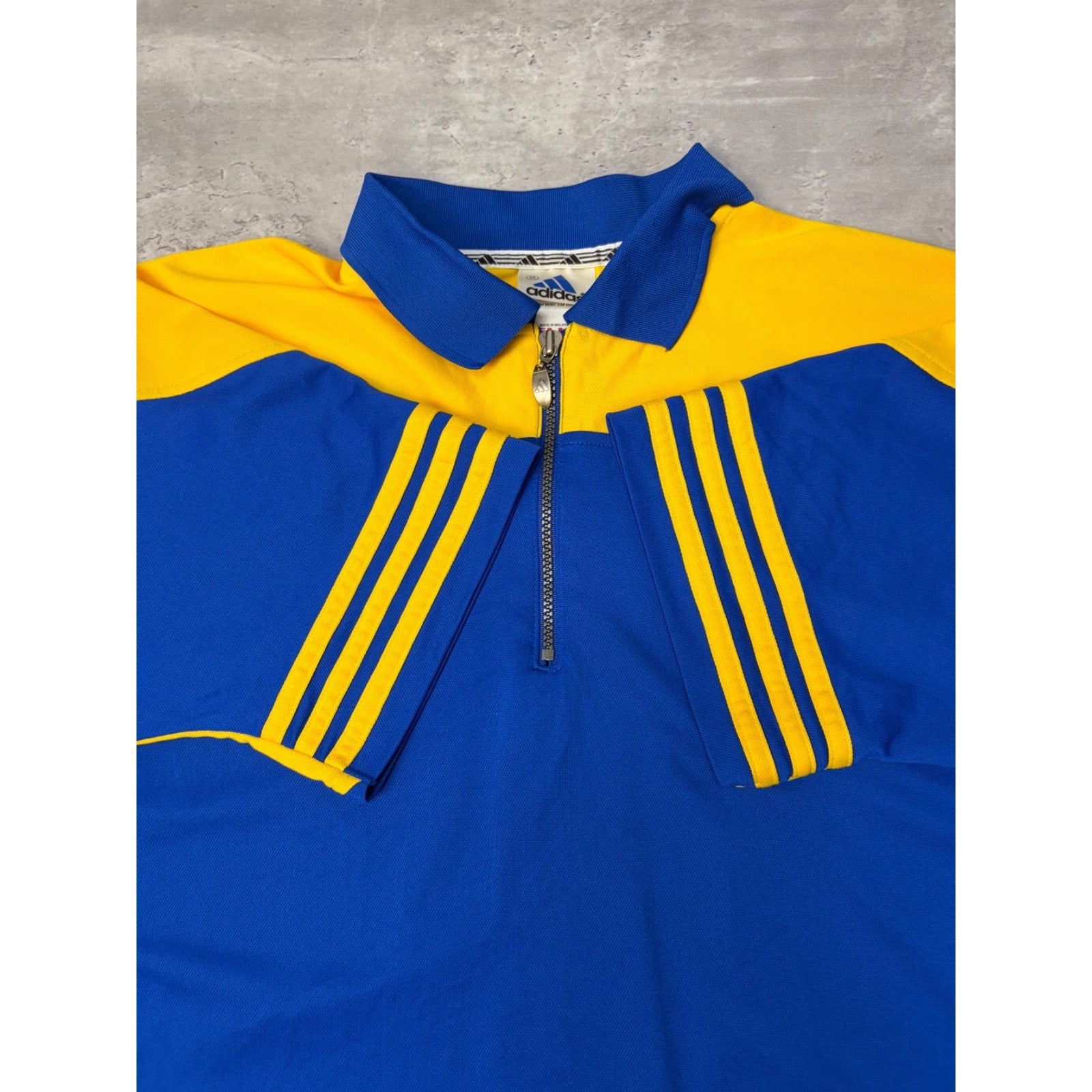 Vintage Adidas Two Tone Embroidered Logo 1/4 Zip Keeper Jersey Size Medium