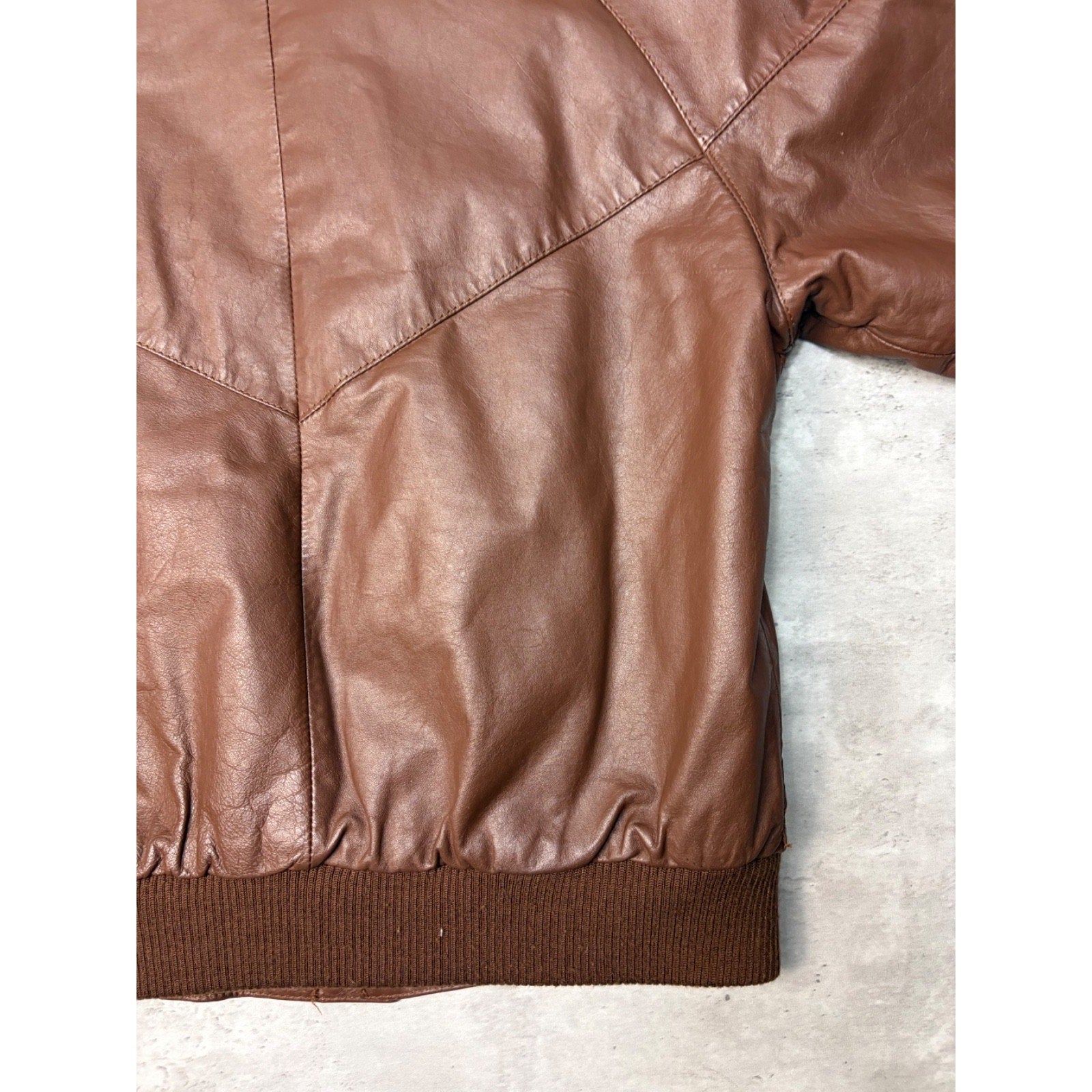 Vintage Hill & Archer Brown Leather Bomber Jacket Size Medium
