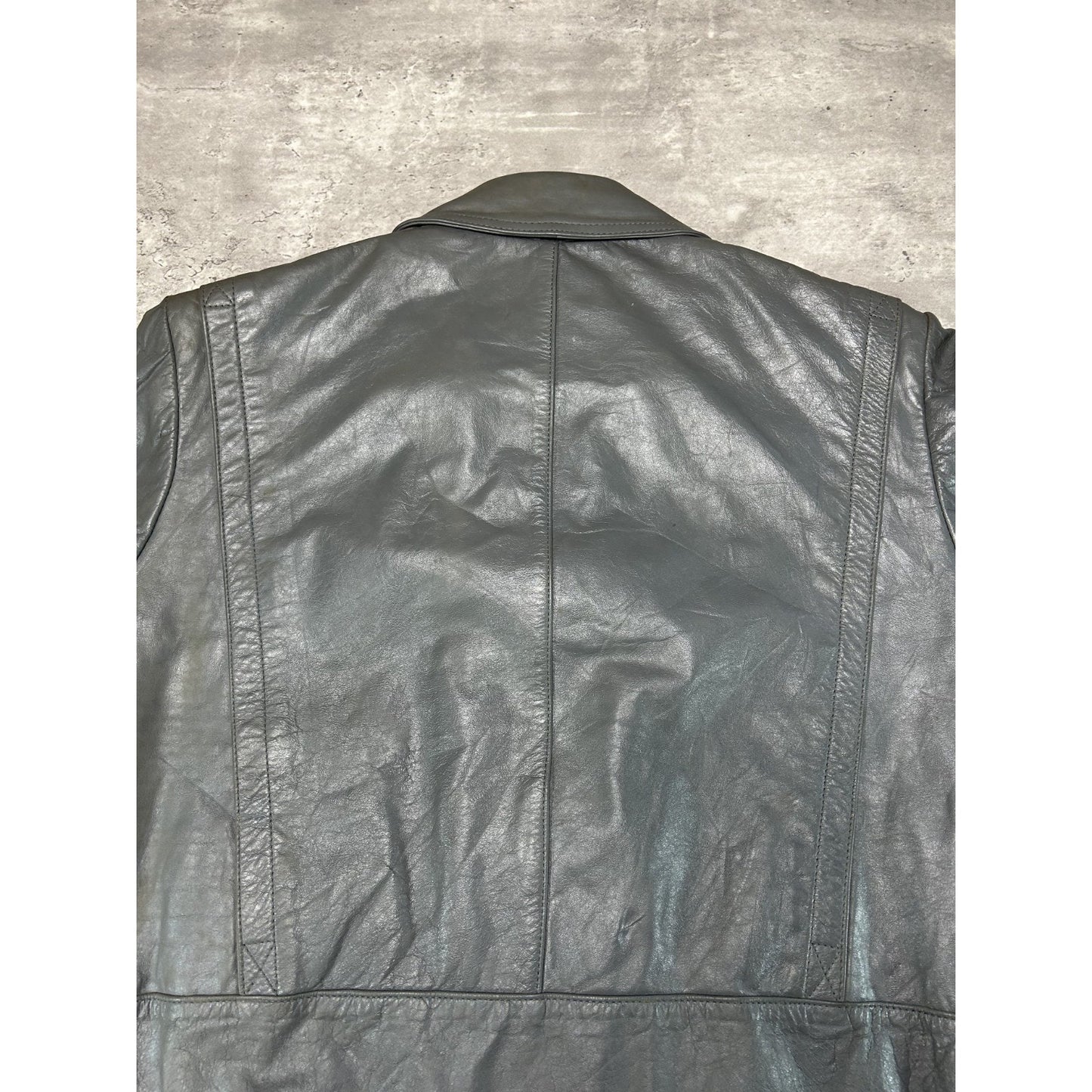 Vintage 80s/90s Wilsons Cropped Style Leather Bomber Jacket Size Medium Gray