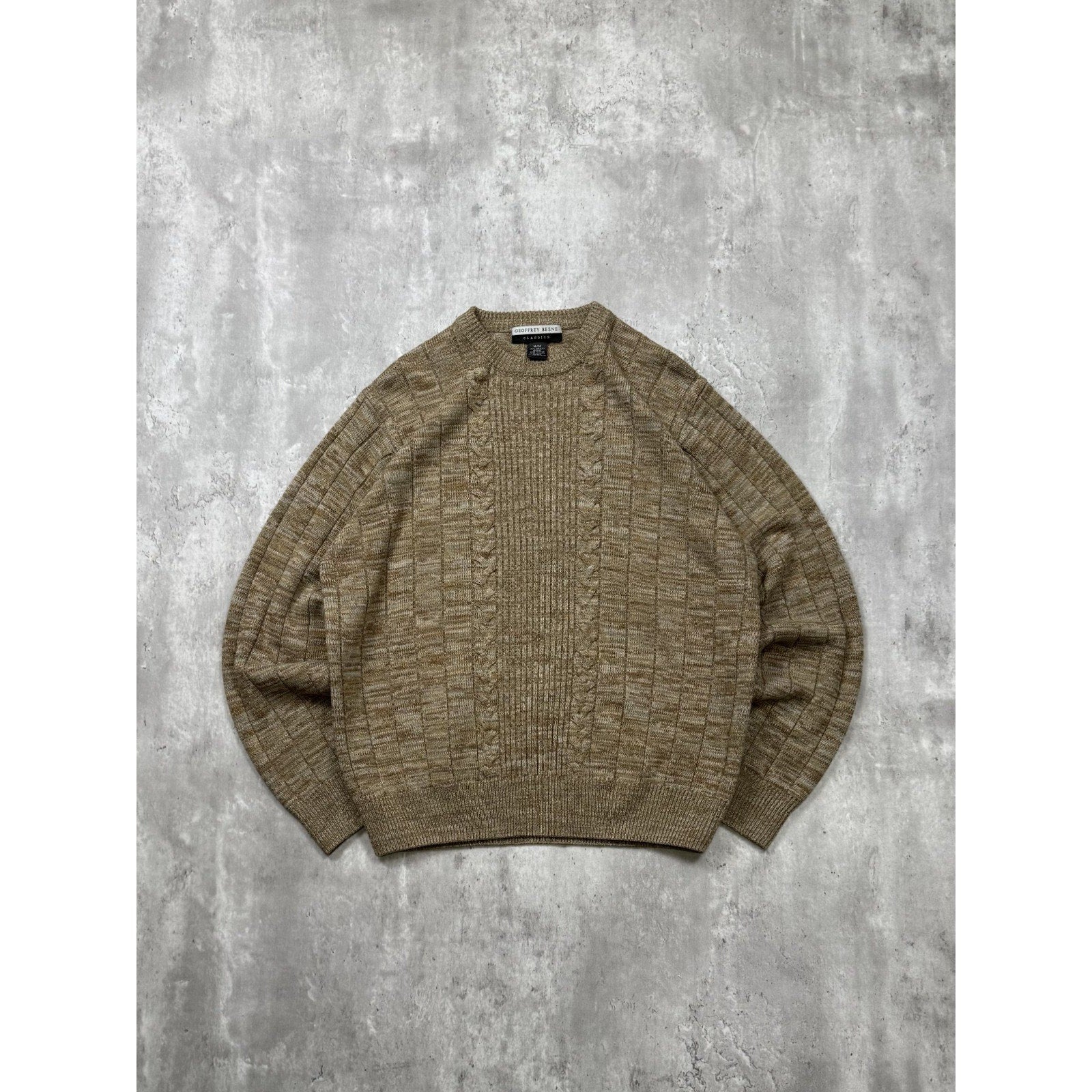 Vintage Geoffrey Beene Textured Print Pullover Knit Sweater Size Medium