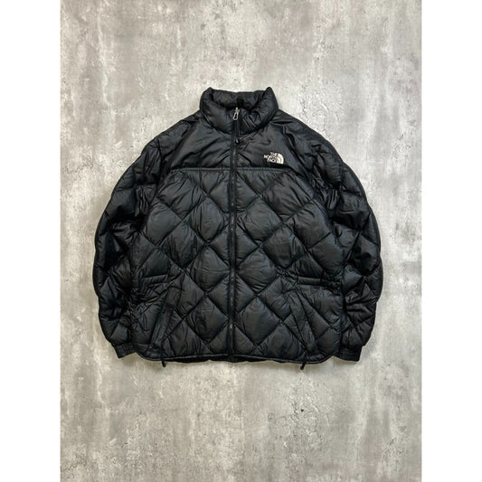 Vintage Women's The North Face TNF Quilted Full Zip Black Puffer Jacket Size XL