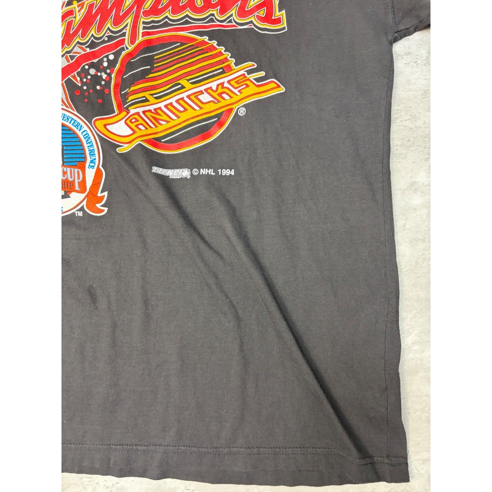 Vintage 1994 Vancouver Canucks NHL Western Conference Champions T-Shirt Sz Large