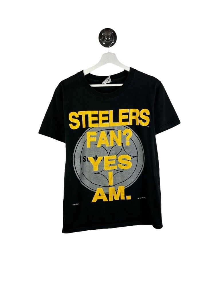 Vintage 1995 Pittsburgh Steelers Fan? Yes I Am NFL Graphic T-Shirt Sz Medium 90s