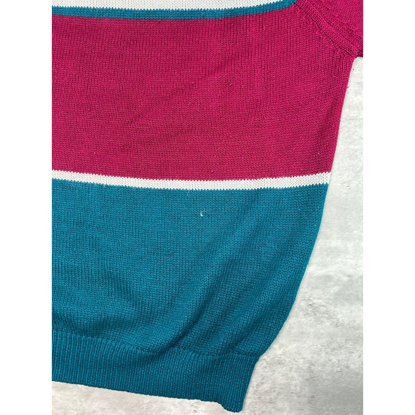 Vintage John R Marks Tri Colour Striped Pullover Knit Sweater Size XL