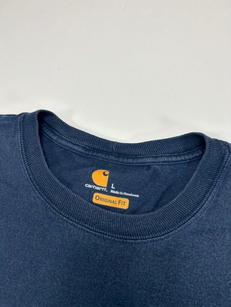 Carhartt Original Fit Embroidered Patch Workwear T-Shirt Size Large Blue