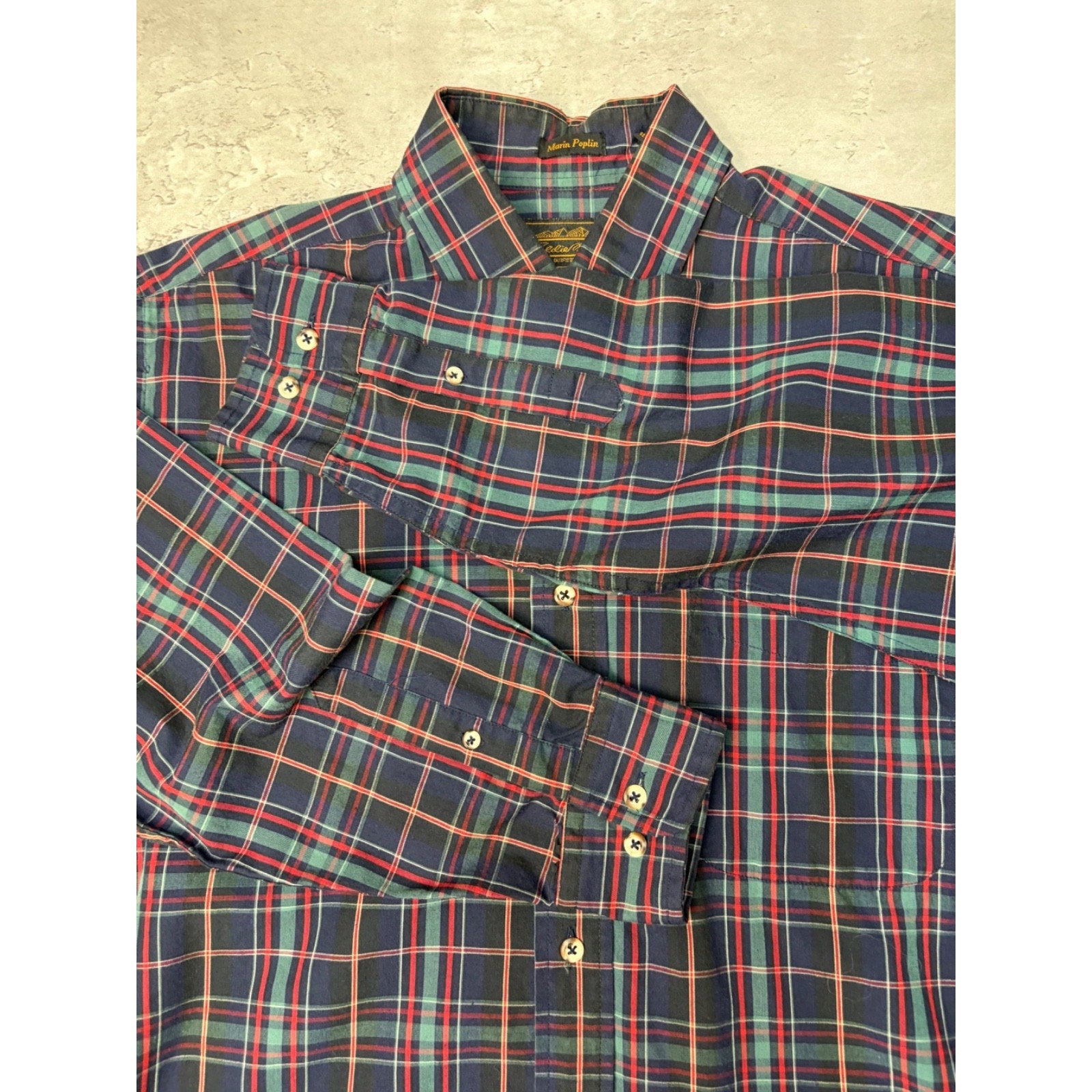 Vintage Eddie Bauer Plaid Cropped Single Pocket Button Up Shirt Size Medium
