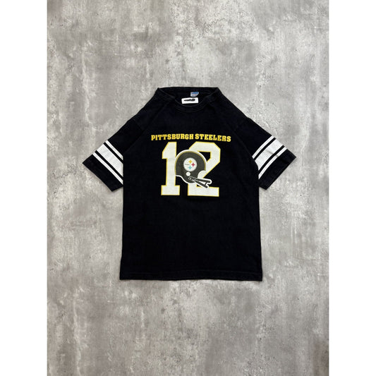Vintage 90s Pittsburgh Steelers #12 NFL Helmet Graphic Football Jersey Sz Large