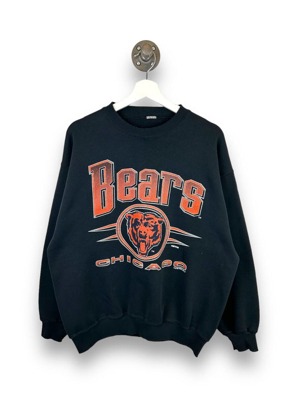 Vintage 1993 Chicago Bears NFL Graphic Spell Out Sweatshirt Size XL 90s Black