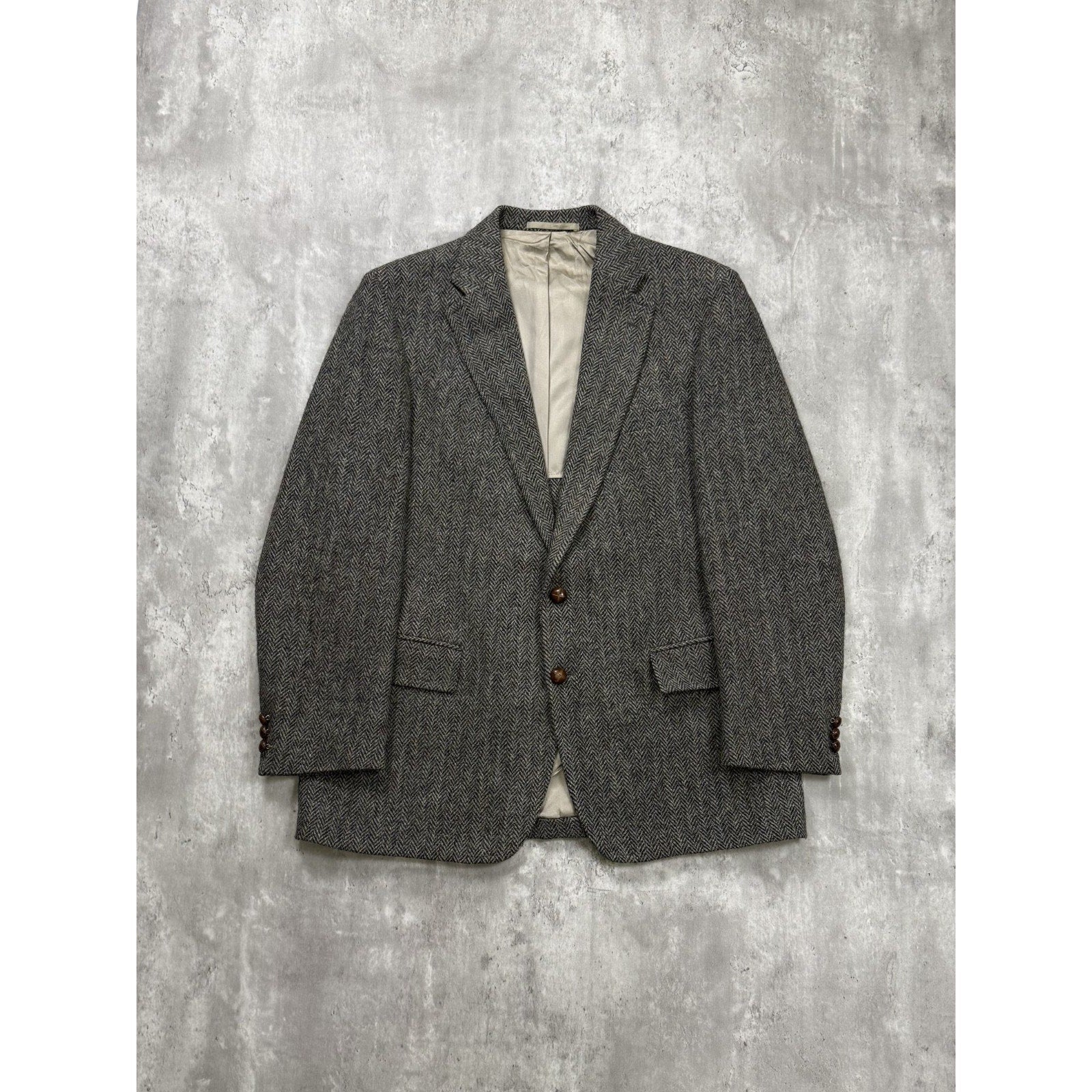 Vintage 1980s Stanley Blacker Harris Tweed Herringbone Sport Jacket Size Large