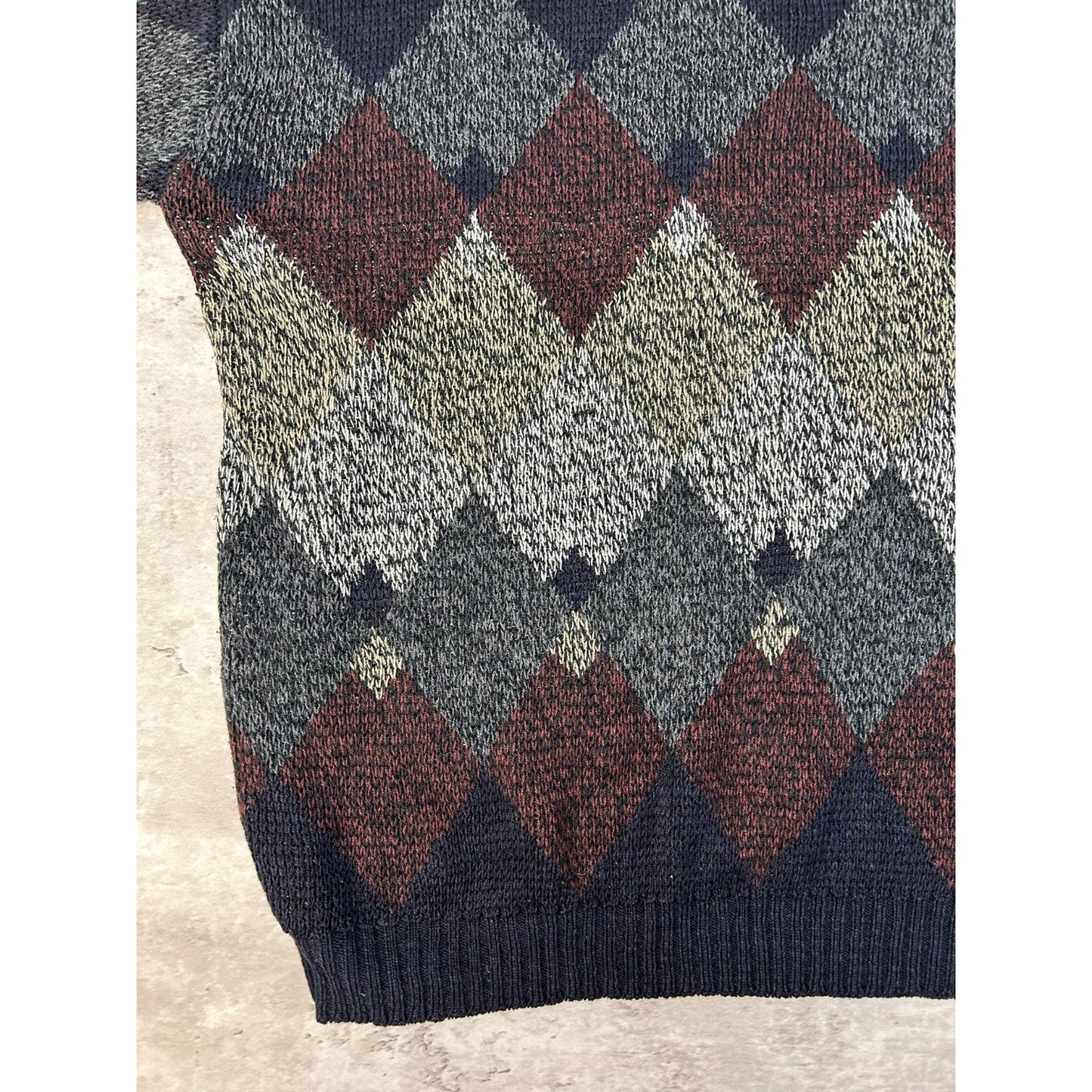 Vintage Puritan Diamond Stripe Print Pullover Knit Sweater Size Medium