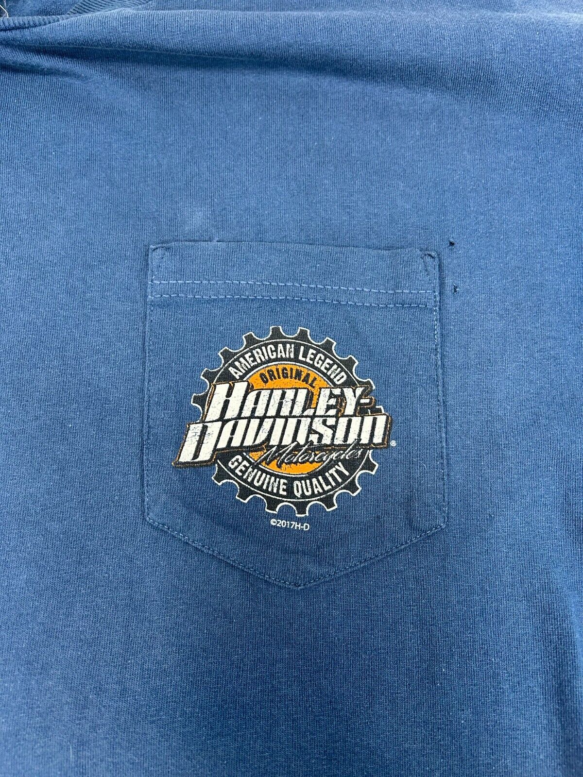 Harley Davidson Motorcycles Logo Graphic Pocket T-Shirt Size 2XL Blue