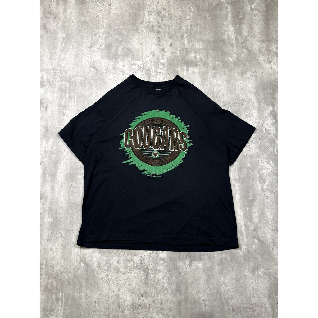 Vintage 1992 Kane County Cougars NCAA Scribble Crest Graphic T-Shirt Size XL