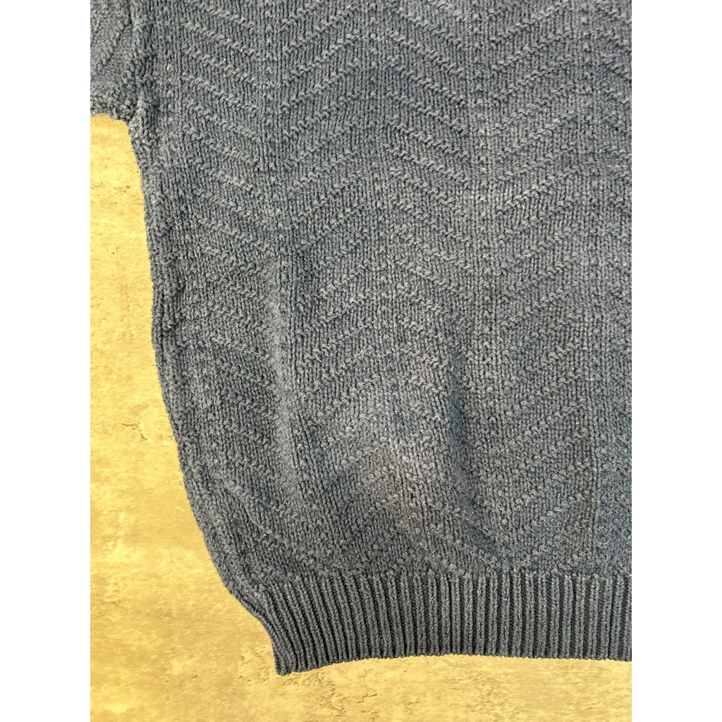 Vintage Zig Zag Striped Solid Print Pullover Knit Sweater Size Large