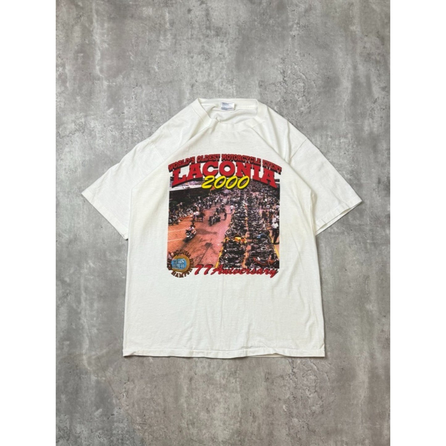 Vintage 2000 Laconia Motorcycle Event 77th Anniversary Graphic T-Shirt Sz Large