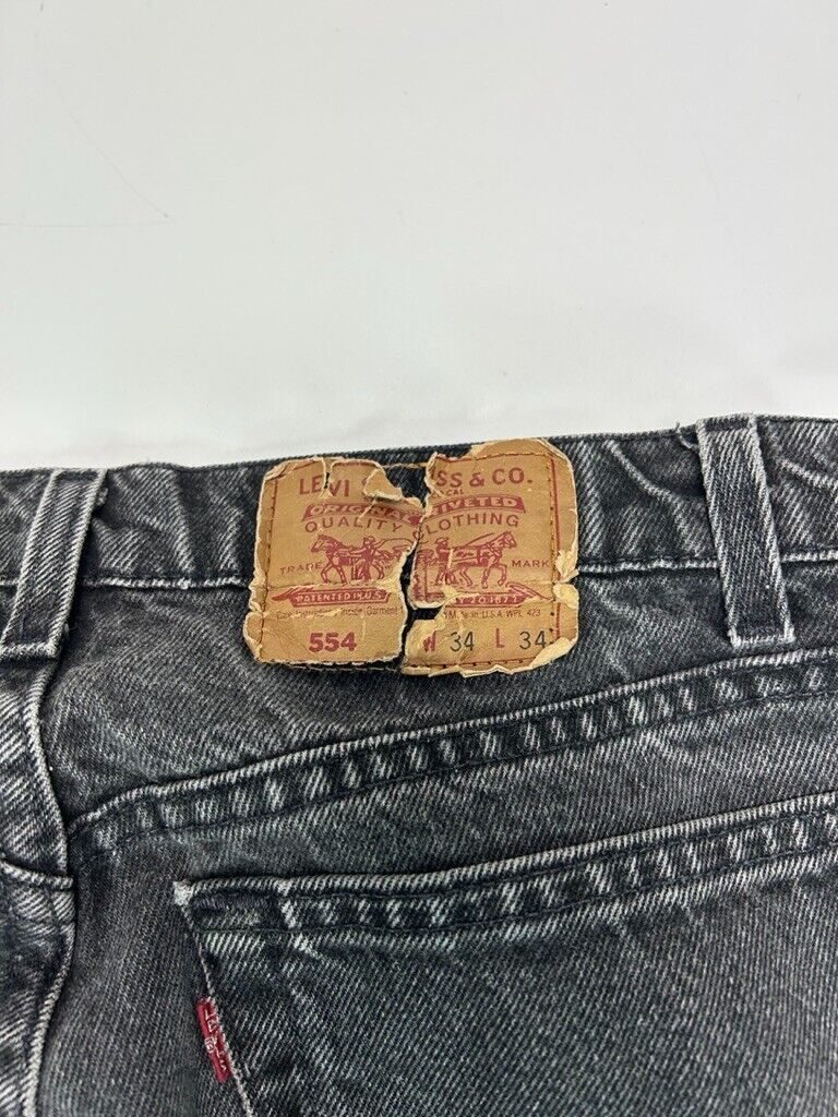 Vintage 90s Levis 554 Red Tab Black Denim Pants Size 32W