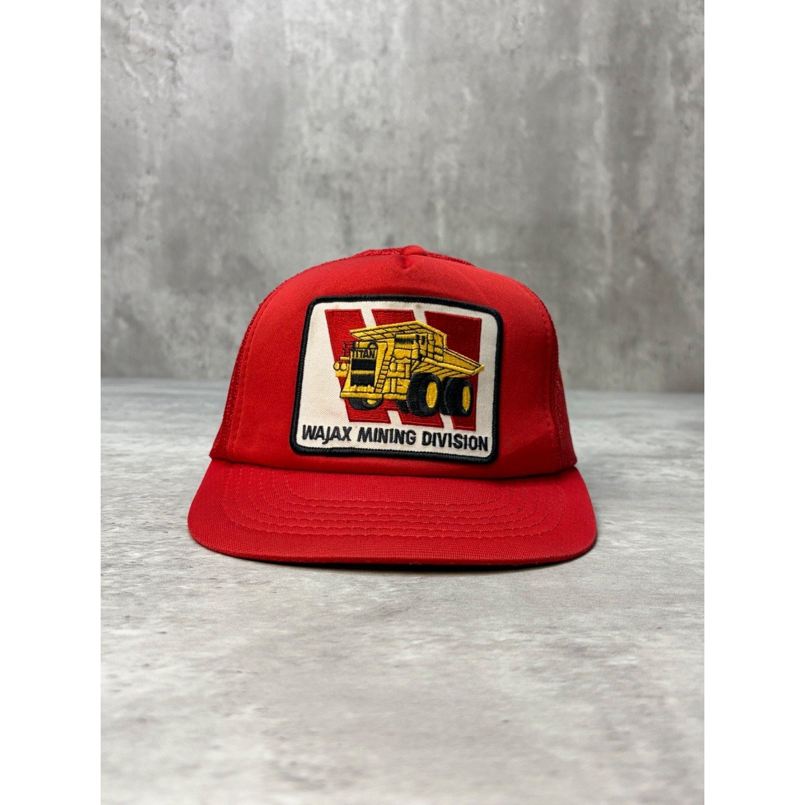 Vintage 80s/90s Wajax Mining Division Embroidered Trucker Snapback Hat OSFA