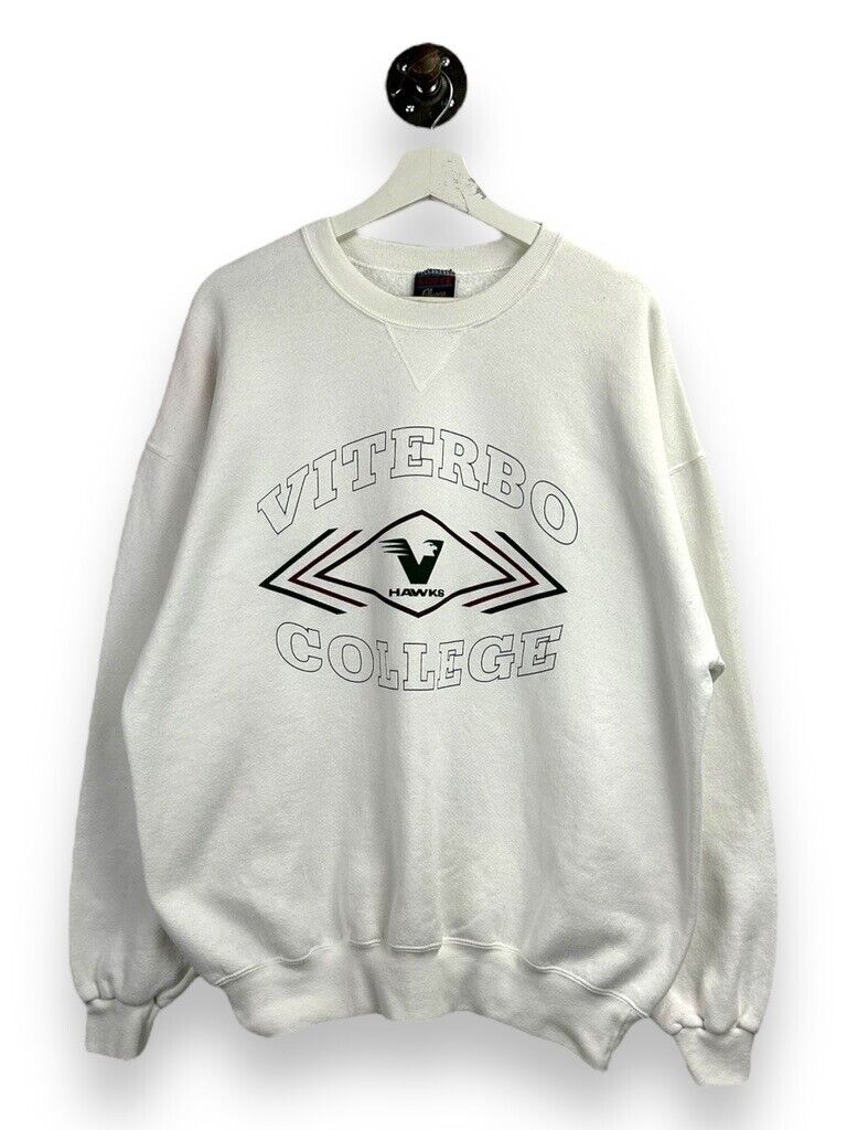 Vintage 90s Viterbo College Hawks Collegiate Graphic Spellout Sweatshirt Size XL