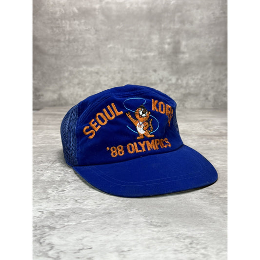 Vintage 1998 Korea Olympics Embroidered Logo Trucker Snapback Hat OSFA