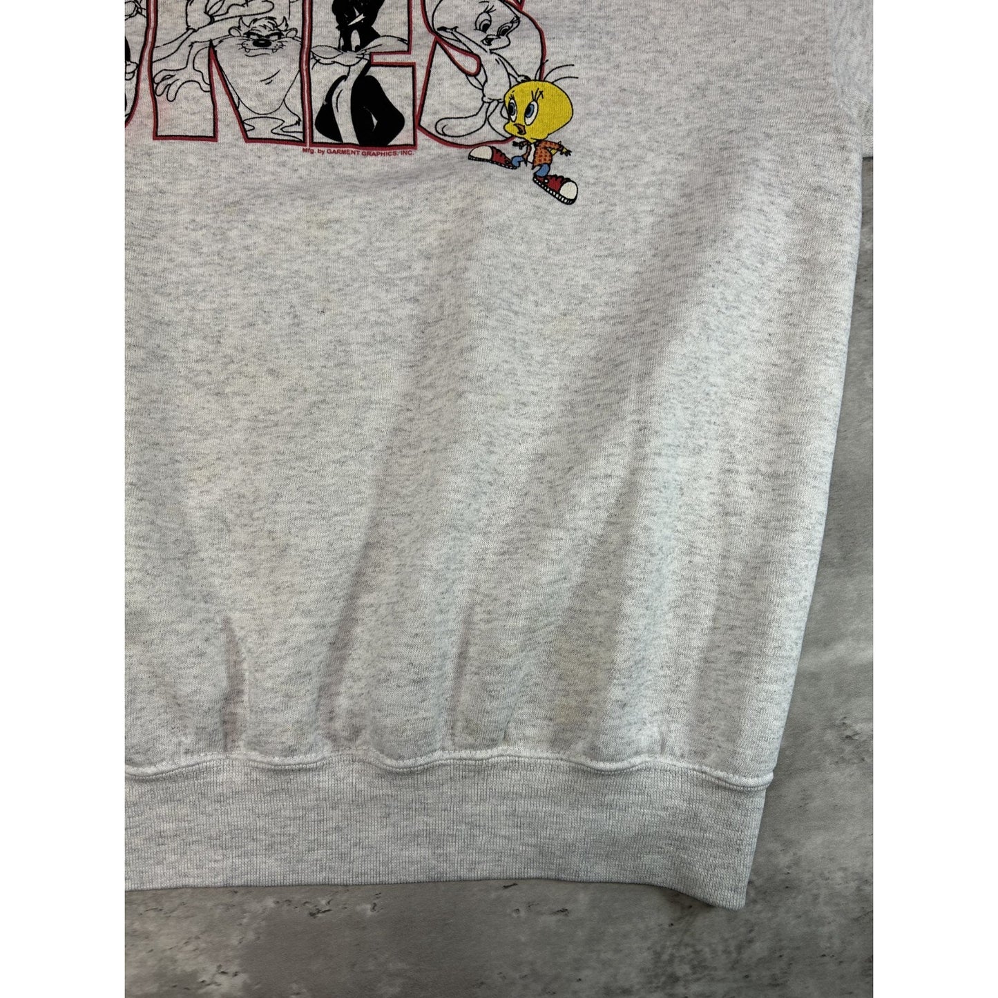 Vintage 1995 Looney Tunes Cartoon Promo Spellout Graphic Sweatshirt Size XL