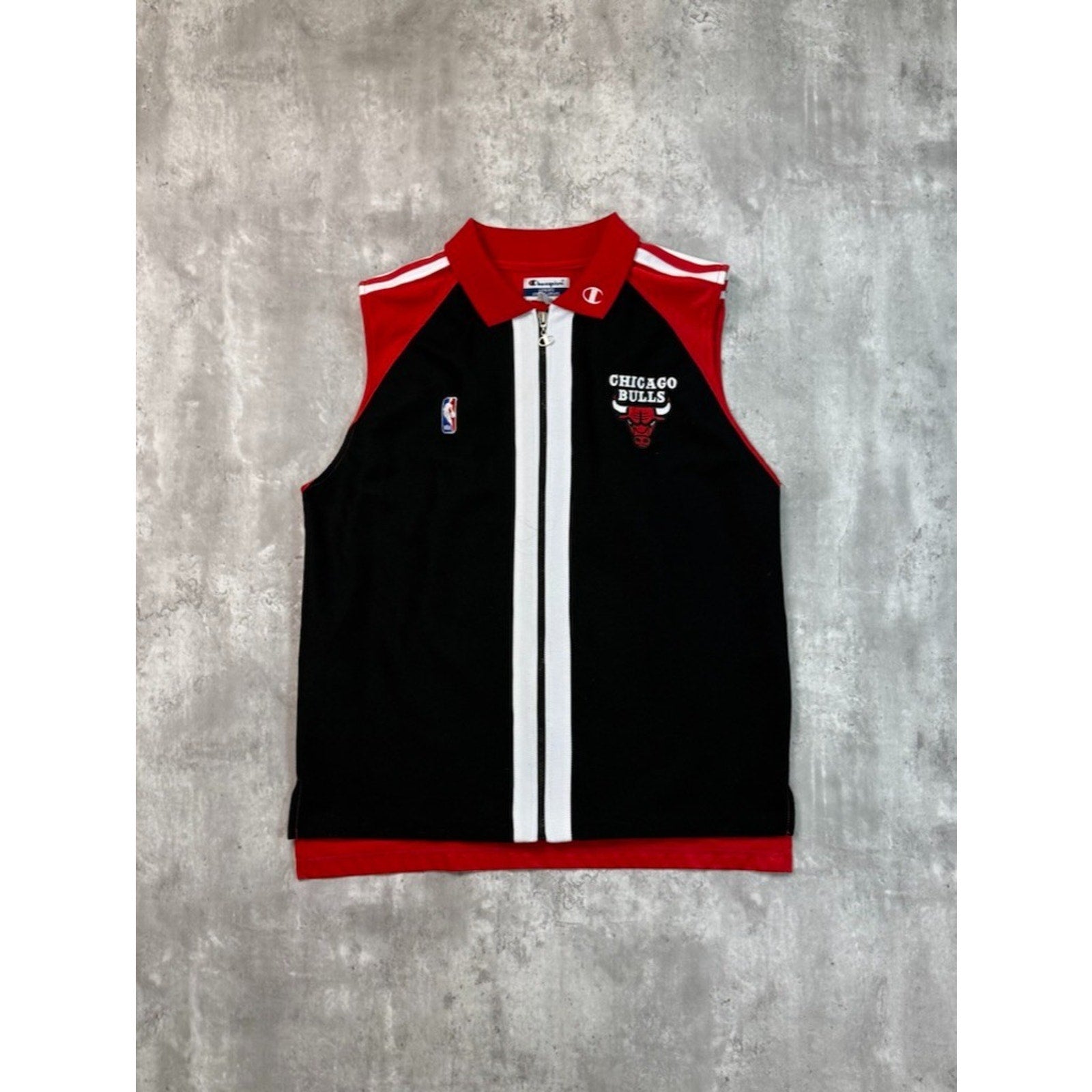 Vintage 90s Chicago Bulls NBA Full Zip Collared Warm Up Jersey Size Large