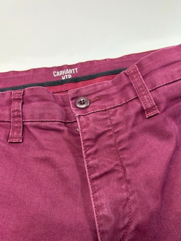 Carhartt WIP Chino Style Straight Leg Workwear Pants Size 32 Maroon