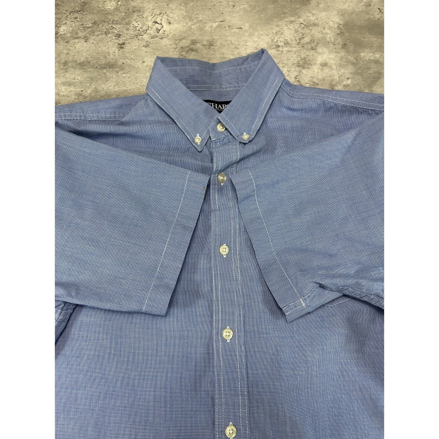 Vintage Chaps Ralph Lauren Short Sleeve Reworked Cropped Button Up Shirt Sz XL