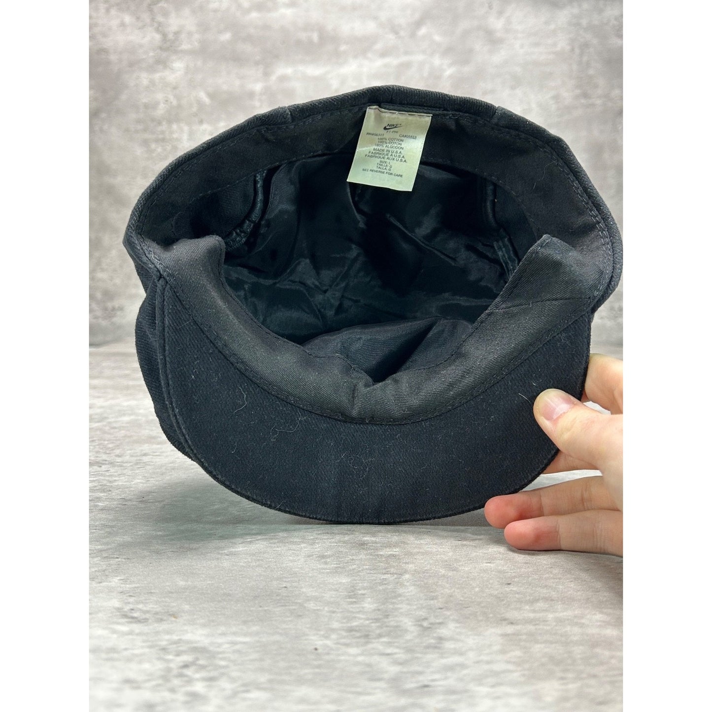 Vintage 90s Nike Embroidered Swoosh Newsboy Hat Size Large Black