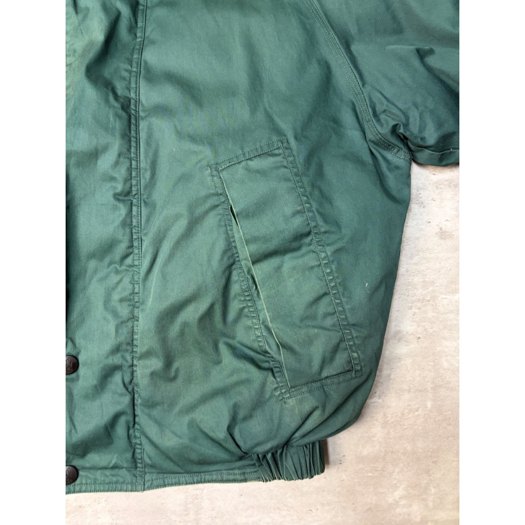 Vintage Nautica Leather Patch Insulated Full Zip BomberJacket Size Large