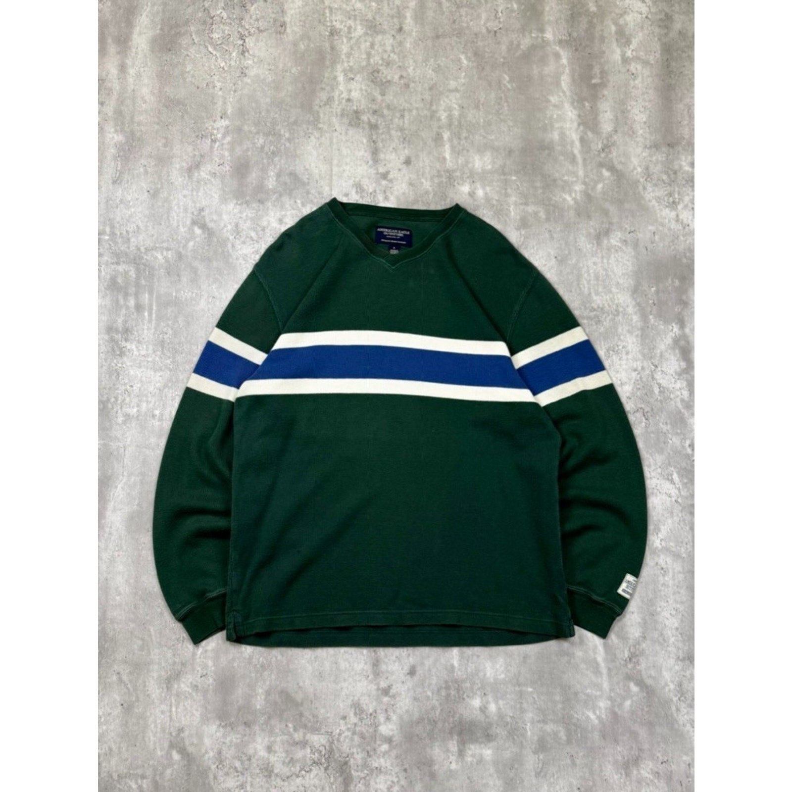 Vintage American Eagle Outfitters Striped V-Neck Knit Sweater Size Small