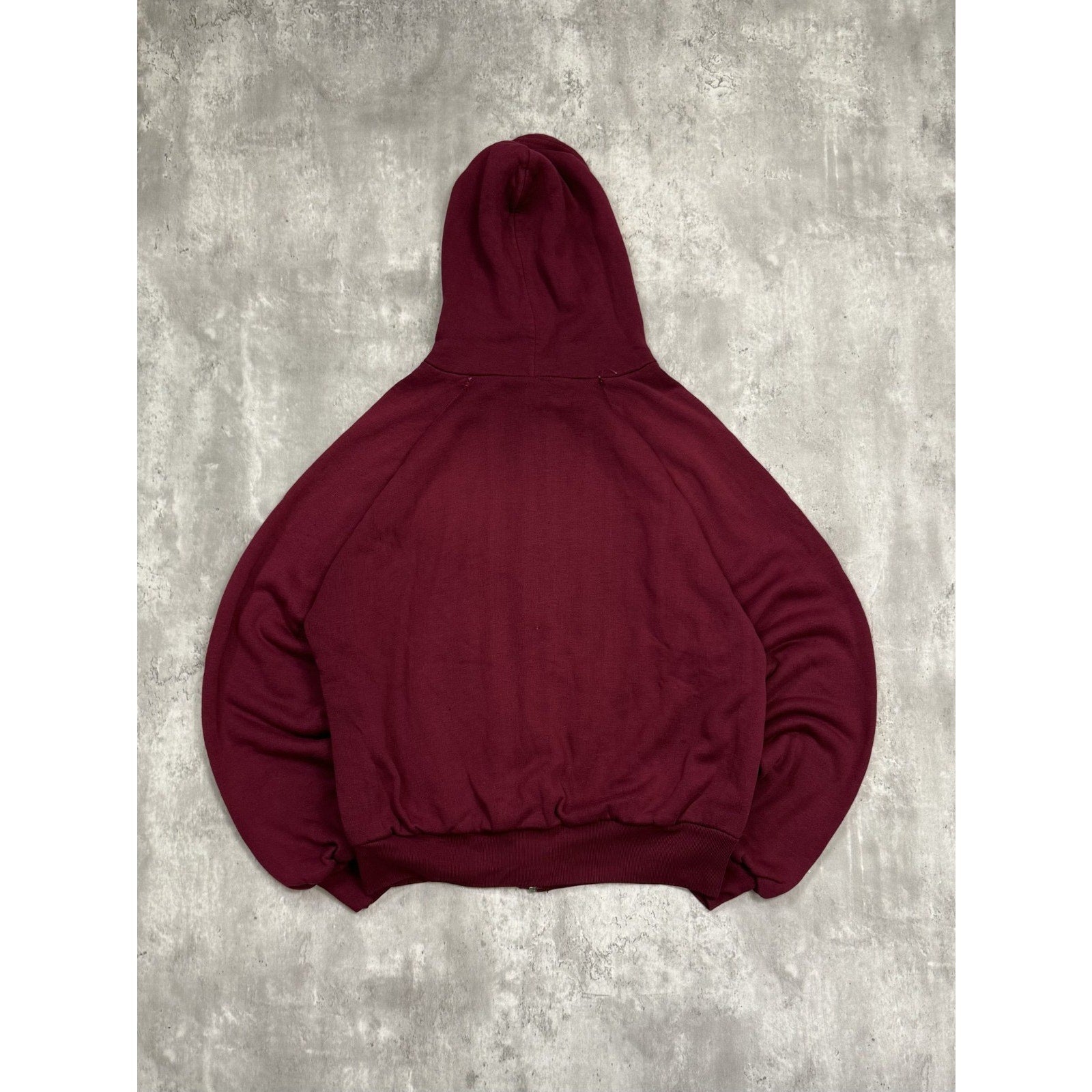 Vintage 80s Thermal Lined Full Zip Hooded Sweatshirt Size Large Maroon