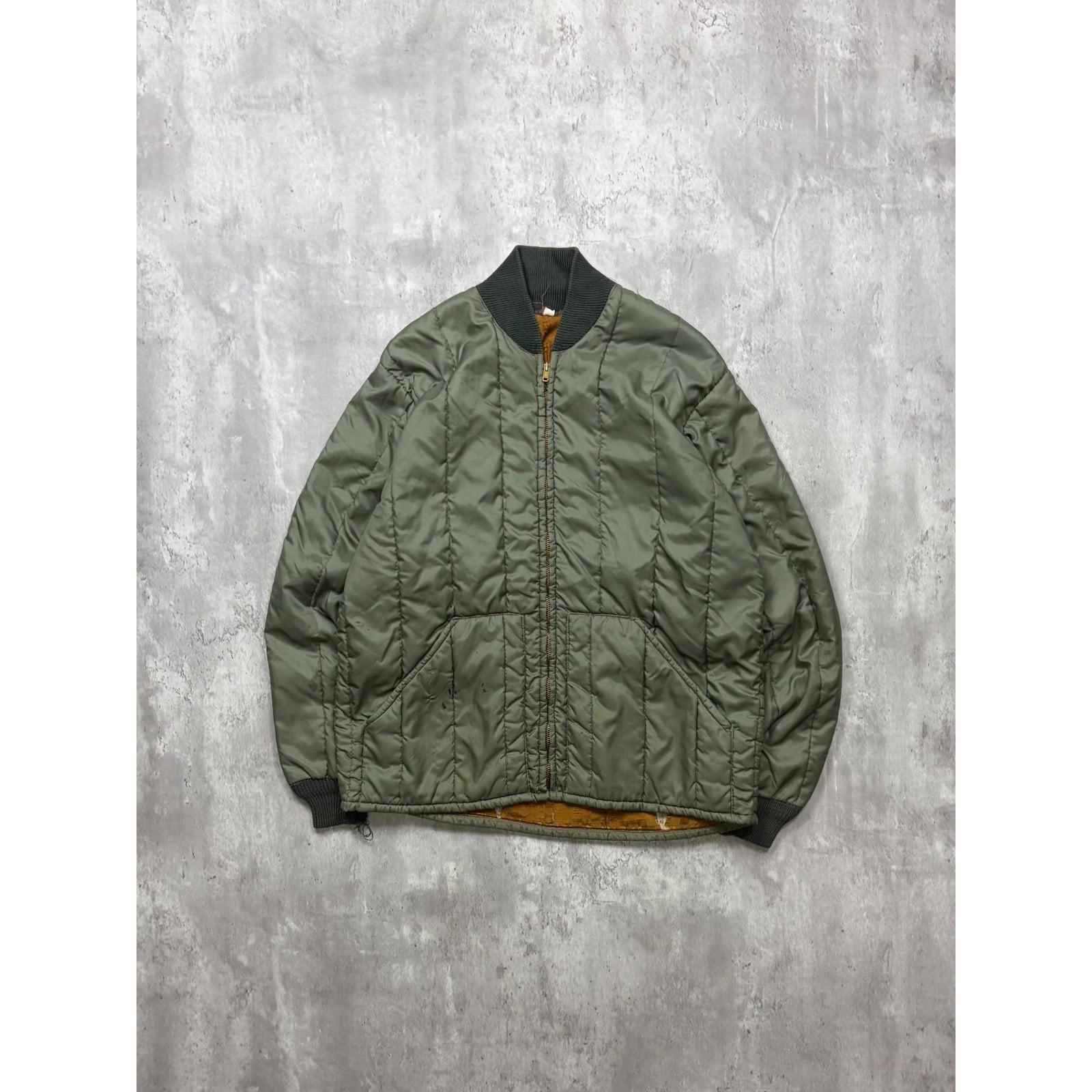 Vintage 1950s Quilted Lined Full Zip Green Jacket Size Medium