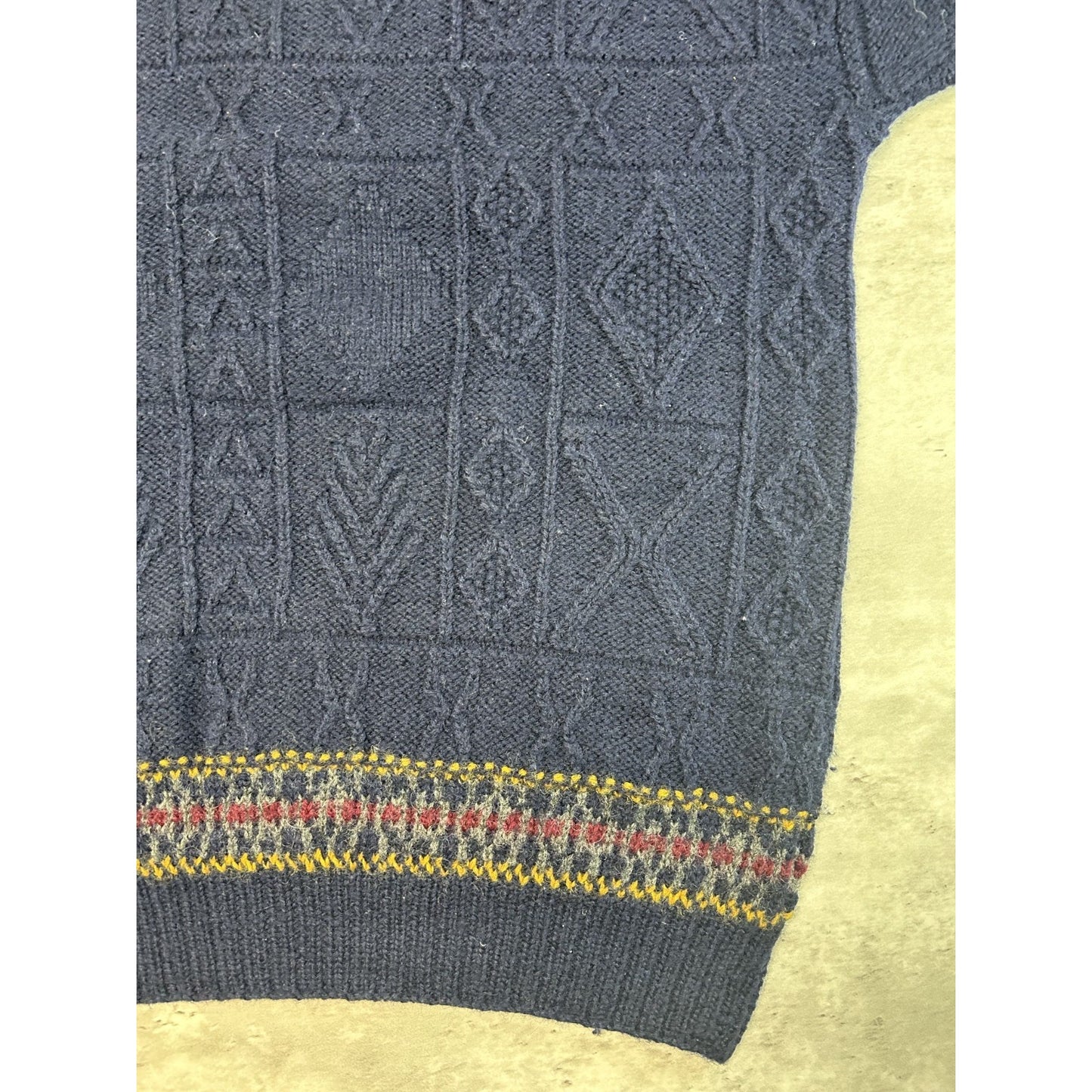 Vintage 90s Pattern Print Striped Ribbed Knit Sweater Size Large