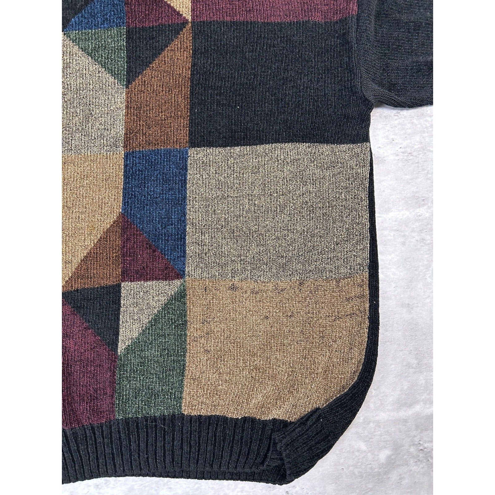 Vintage Geoffrey Beene Abstract Geometric Print Pullover knit Sweater Sz Medium