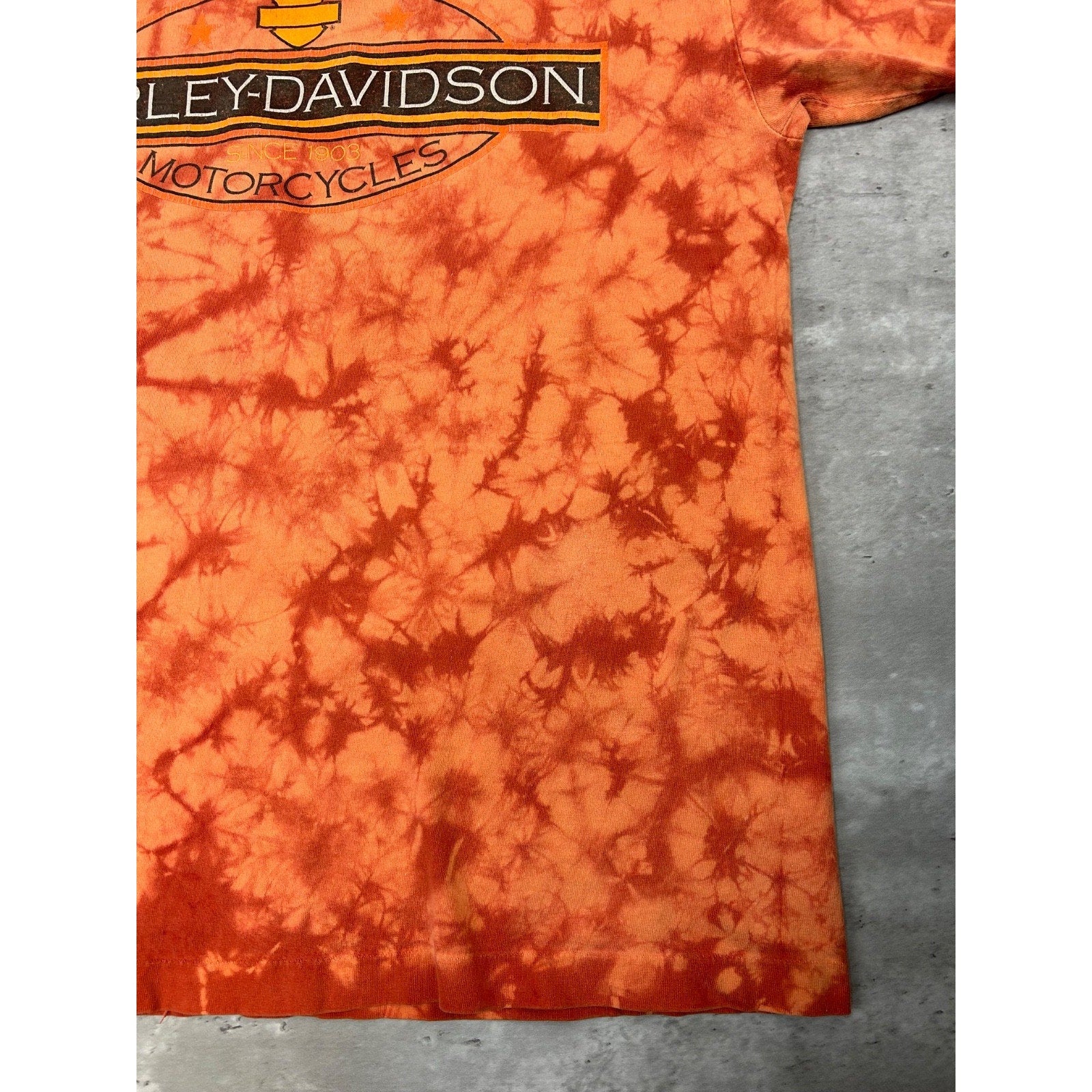 Vintage Harley Davidson Spellpout Graphic Tye-Dye T-Shirt Size Small