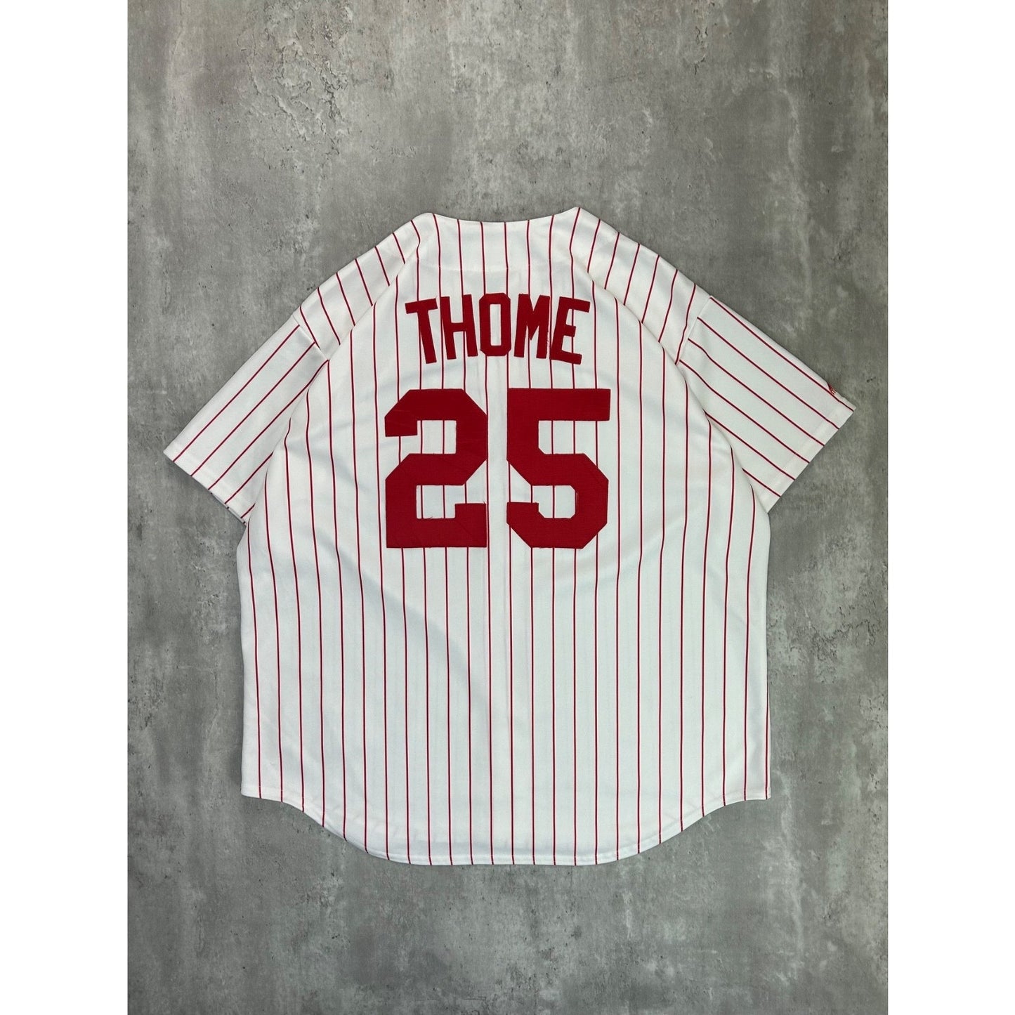 Vintage 90s Jim Thome #25 Philadelphia Phillies MLB Pinstripe Jersey Size 2XL