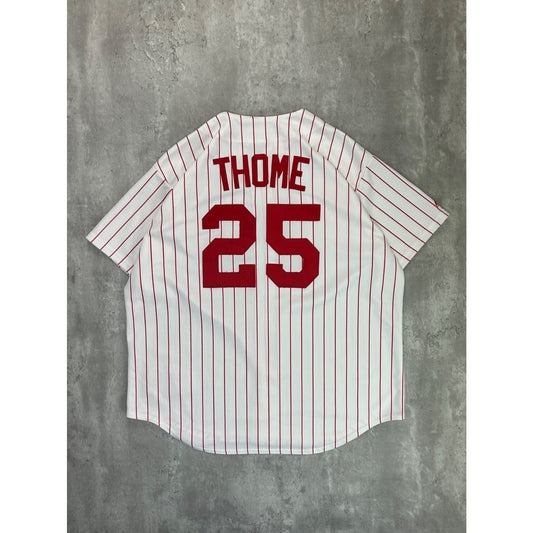 Vintage 90s Jim Thome #25 Philadelphia Phillies MLB Pinstripe Jersey Size 2XL