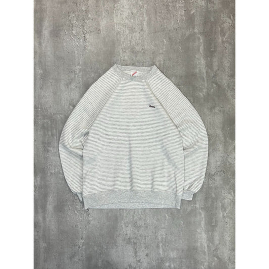 Vintage 90s Honda Embroidered Spellout Striped Crewneck Sweatshirt Size Large