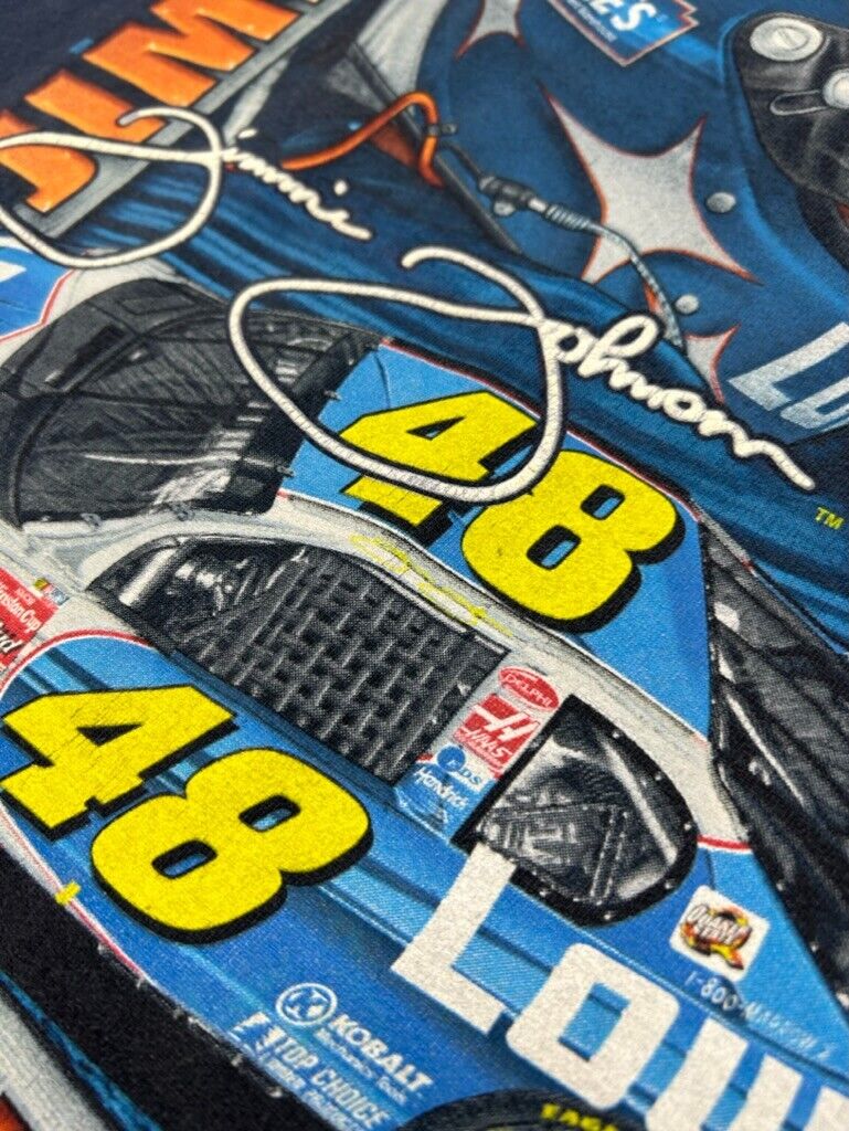 Vintage Jimmy Johnson #48 Nascar Racing Big Graphic T-Shirt Size XL Blue