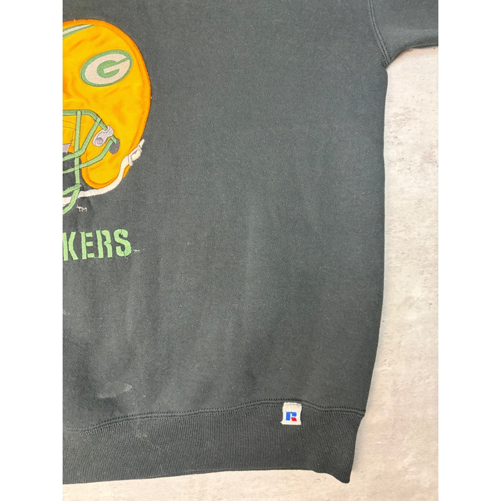 Vintage Green Bay Packers NFL Helmet Patch Graphic Football Sweatshirt Size XL