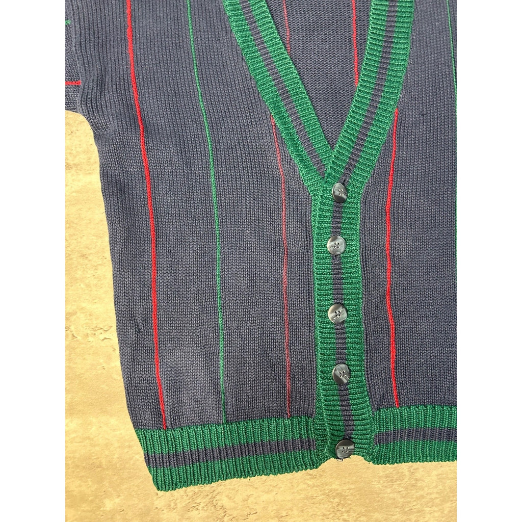 Vintage 80s/90s Striped Button Down Knit Cardigan Sweater Size YOUTH XL