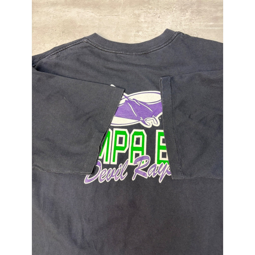 Vintage 1997 Tampa Bay Devil Rays MLB Graphic Spellout T-Shirt Size XL