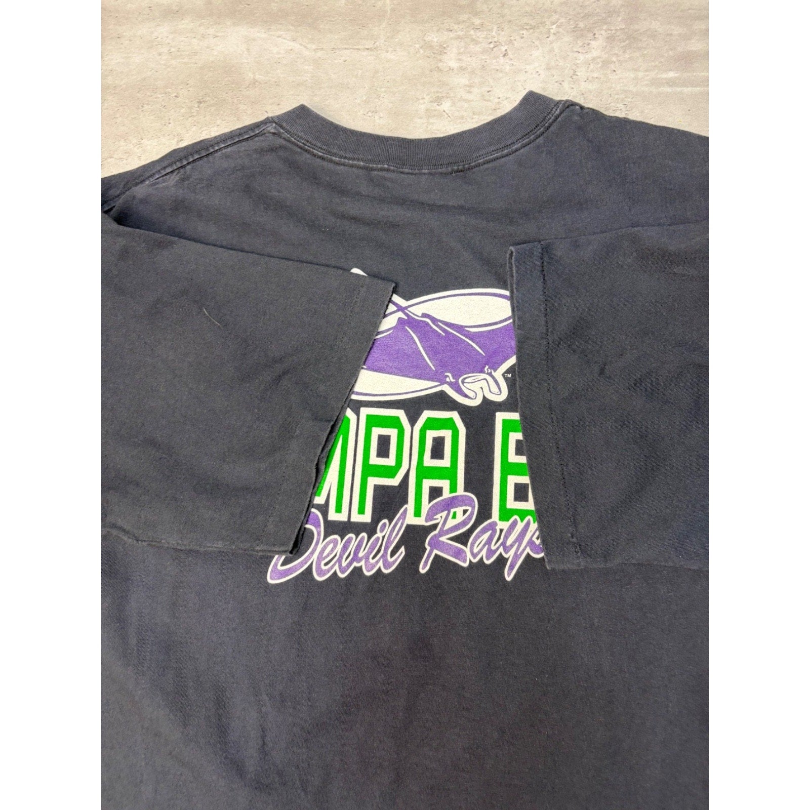 Vintage 1997 Tampa Bay Devil Rays MLB Graphic Spellout T-Shirt Size XL