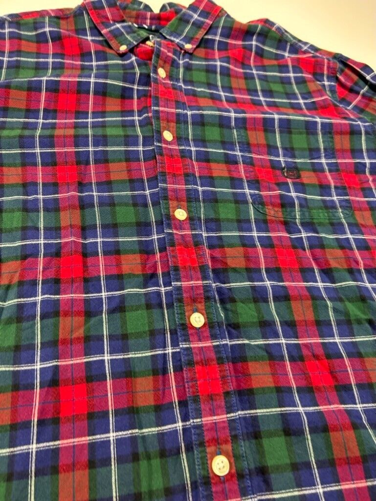 Vintage Chaps Embroidered Logo Plaid Single Pocket Button Up Shirt Size 2XL