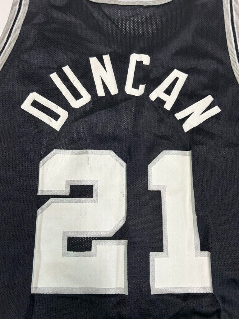 Vintage Tim Duncan #21 San Antonio Spurs NBA Champion Jersey Size 48 XL Black