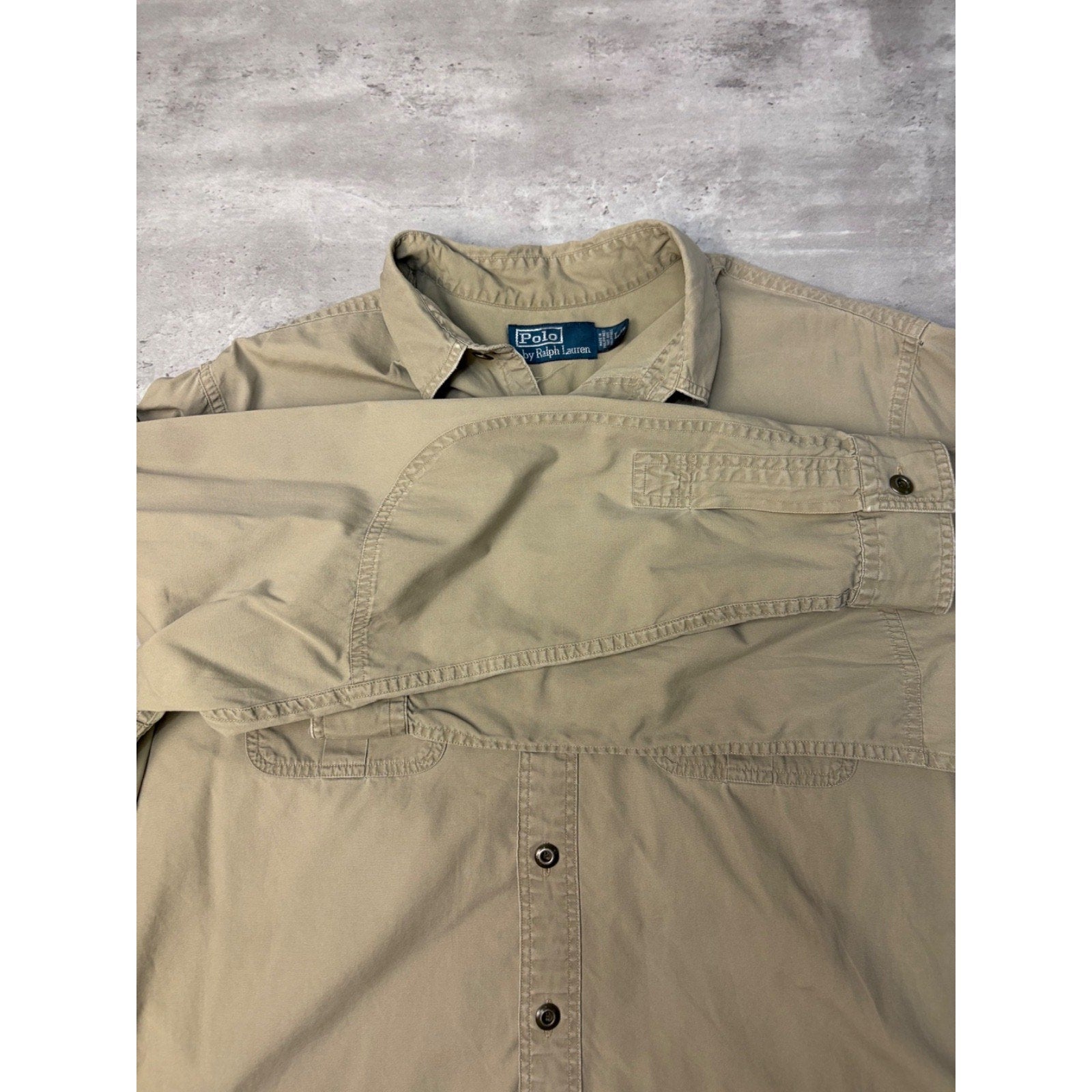 Vintage Polo Ralph Lauren Double Pocket Long Sleeve Button Up Shirt Size Large