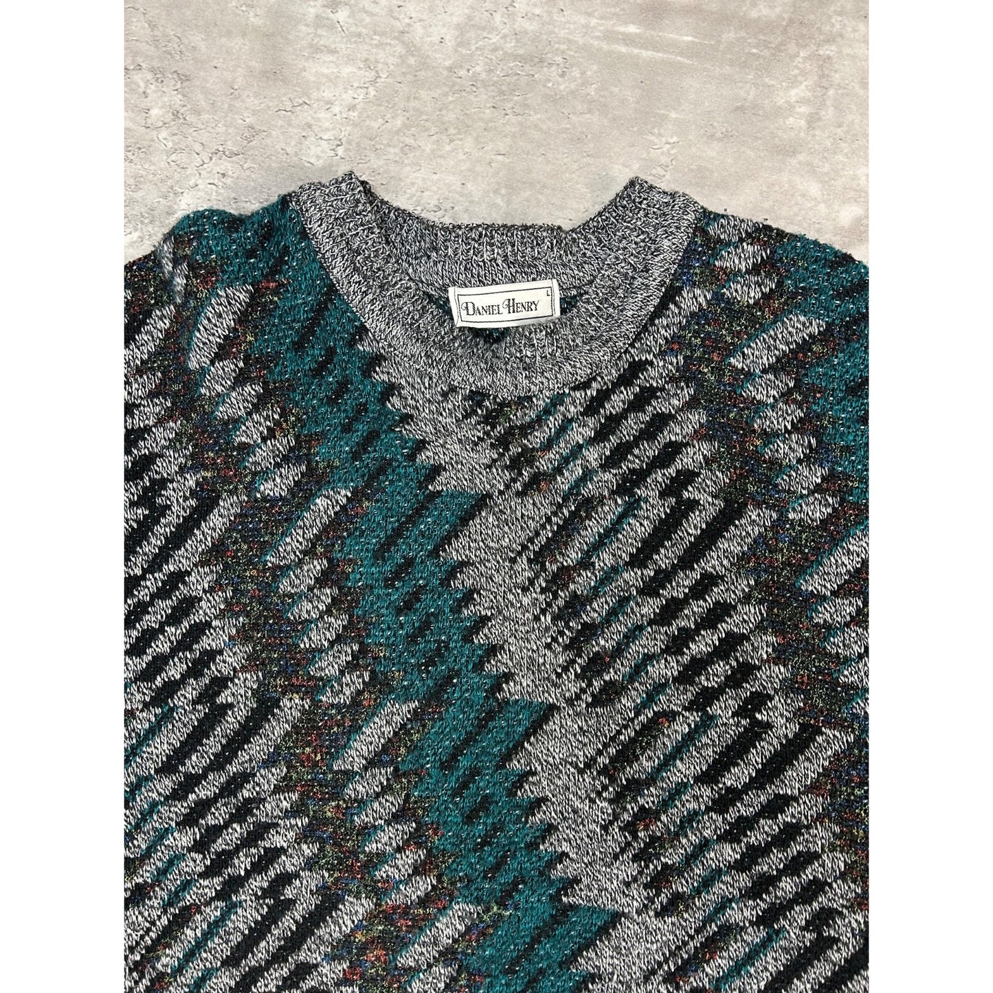 Vintage 90s Daniel Henry Abstract Pattern Knit Sweater Size Large