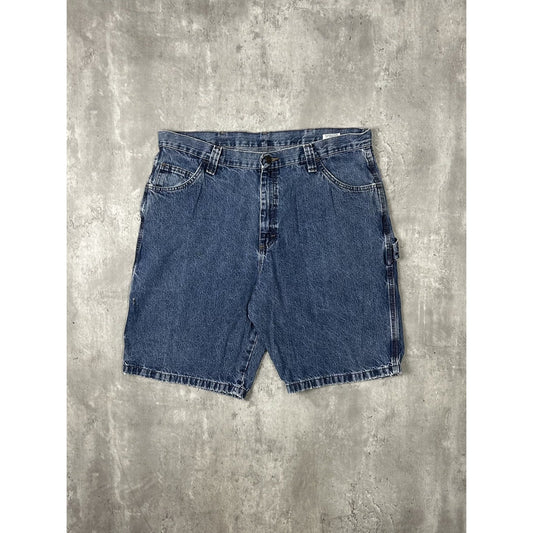 Vintage Wrangler Dark Wash Workwear Carpenter Denim Shorts Size 38 Blue