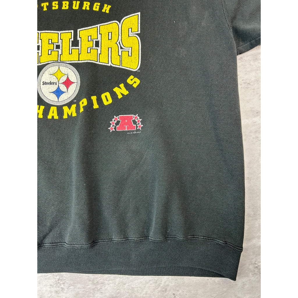 Vintage 1996 Pittsburgh Steelers NFL AFC Champs Spellout Sweatshirt Size 2XL