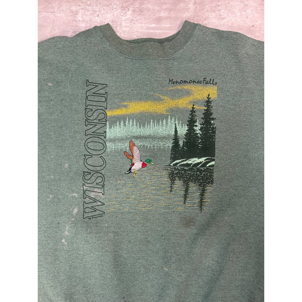Vintage 90s Minnesota Duck Nature Graphic Wildlife Destination Sweatshirt Sz XL